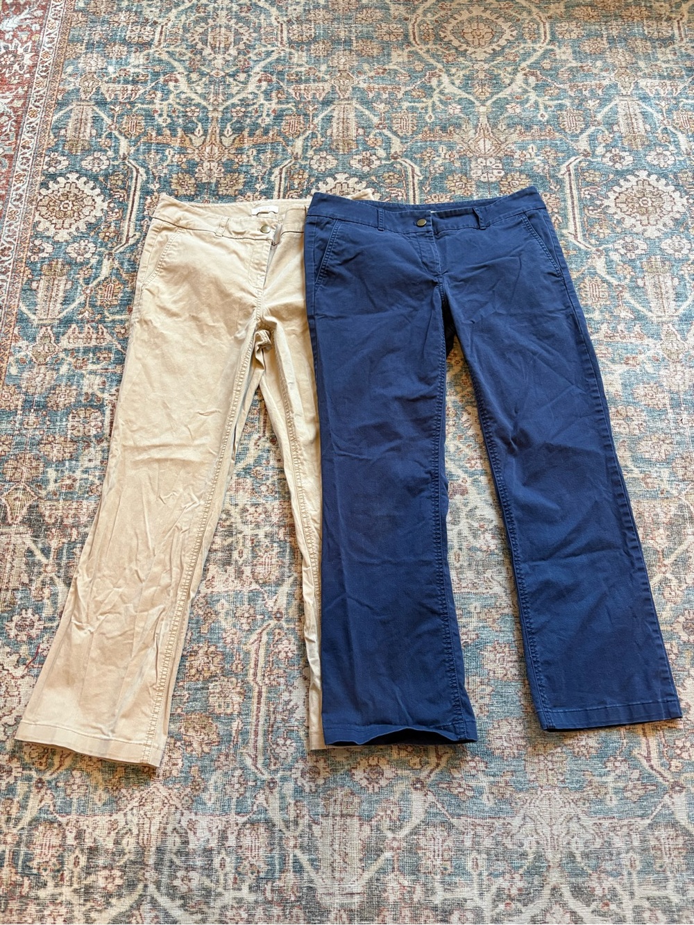 LOFT Classic Navy and Beige Straight-Leg Pants - Pair